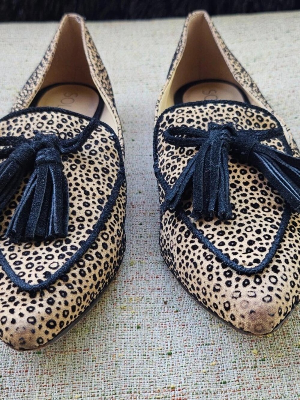 Sole Society Loafer Shoes Flat SO-HADLEE Tassel Bow Leather/Textile Size 8M 38.5 - Picture 2 of 12